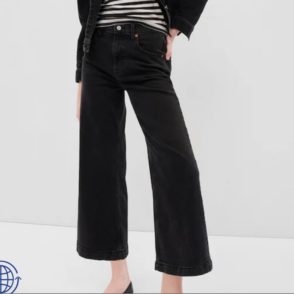 NWT Gap High Rise Stride Ankle Jeans with Washwell Black Pants 32 Tall